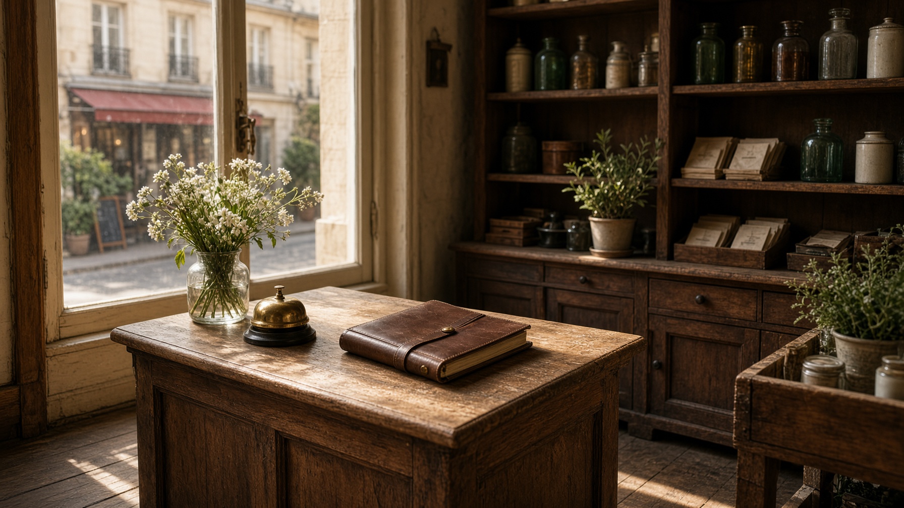 Comptoir d’une petite boutique avant l’ouverture